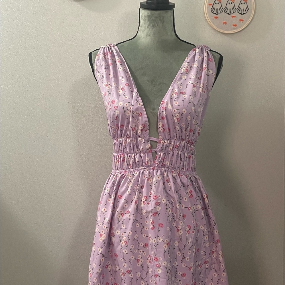 Floral Purple Sleeveless Dress